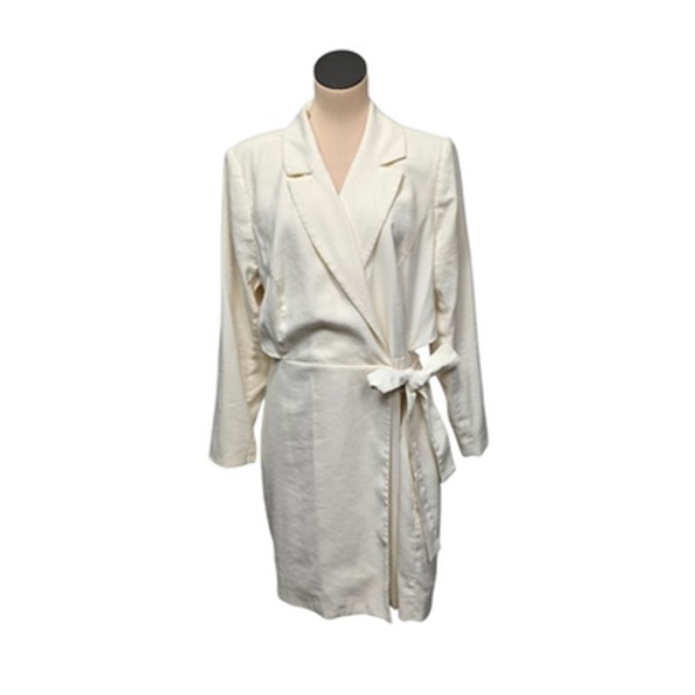 Eloquii Blazer Dress Womens 22 White‎ Cutout Back Long Sleeve Belted Jacket Chic